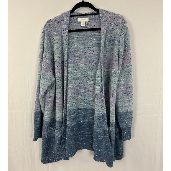 CJ Banks Blue Ombre Open Front Cardigan Sweater 3X, Winter Cottagecore Style - Picture 1 of 7